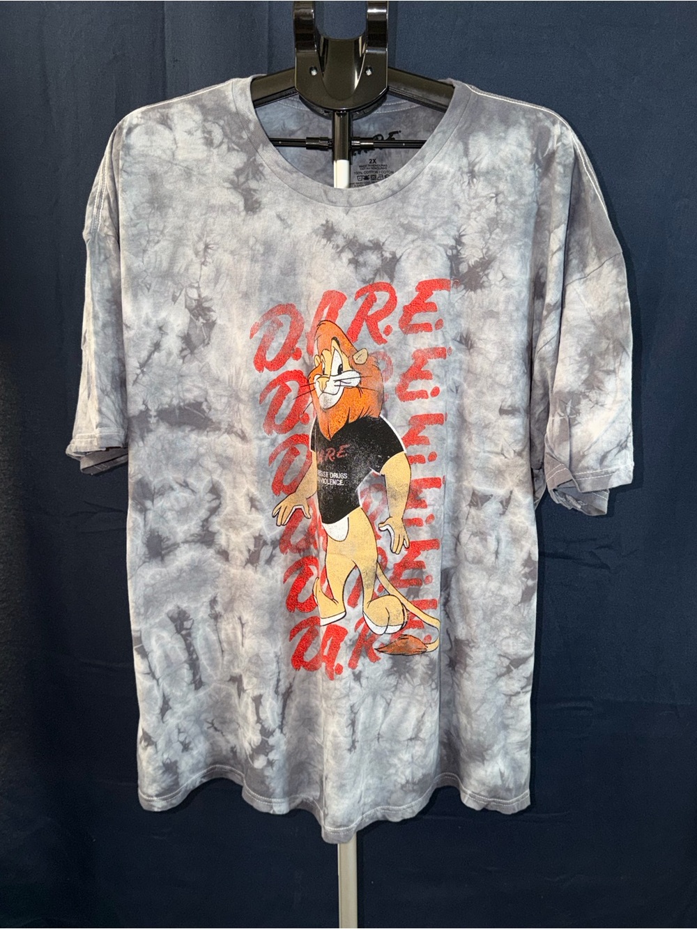 D.A.R.E. Daren The Lion 100% Cotton Tie Dye Tee - Size 2XL